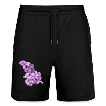 Fliederblütencluster - Stanley/Stella Unisex Bio Joggingshorts Trainer  - Schwarz - Vorne - Nik (191cm) & Marisol (170cm)