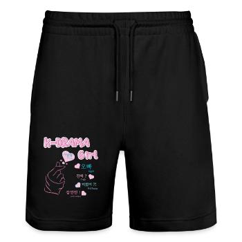 K-drama girl drame coréen songalag et hangul - Short de jogging bio TRAINER Stanley/Stella unisexe - noir - Devant - Nik (191cm) & Marisol (170cm)