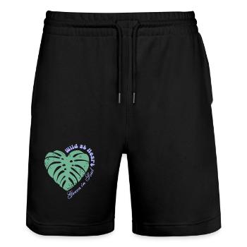 Wild at Heart – Green in Soul - Stanley/Stella Trainer Unisex Organic Jogging Shorts - black - Front - Nik (191cm) & Marisol (170cm)