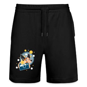 Dog Photographer - Stanley/Stella Trainer Unisex Organic Jogging Shorts - black - Front - Nik (191cm) & Marisol (170cm)