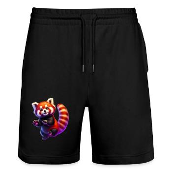Kleiner Panda - Stanley/Stella Unisex Bio Joggingshorts Trainer  - Schwarz - Vorne - Nik (191cm) & Marisol (170cm)