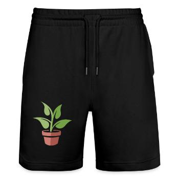Topfpflanze als Symbol - Cartoon und Comic Natur - Stanley/Stella Unisex Bio Joggingshorts Trainer  - Schwarz - Vorne - Nik (191cm) & Marisol (170cm)