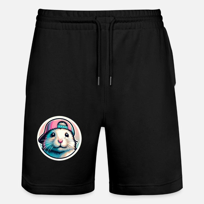 Hamster with cap in pastel - Stanley/Stella Trainer Unisex Organic Jogging Shorts - black