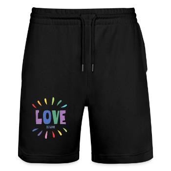 Mois de la fierté LGBT - Love is Love - Short de jogging bio TRAINER Stanley/Stella unisexe - noir - Devant - Nik (191cm) & Marisol (170cm)