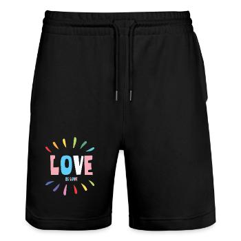 Mois de la fierté LGBT - Love is Love - Short de jogging bio TRAINER Stanley/Stella unisexe - noir - Devant - Nik (191cm) & Marisol (170cm)