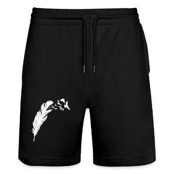 Conception de vol d’oiseau de la liberté à plumes - Short de jogging bio TRAINER Stanley/Stella unisexe - noir - Devant - Nik (191cm) & Marisol (170cm)