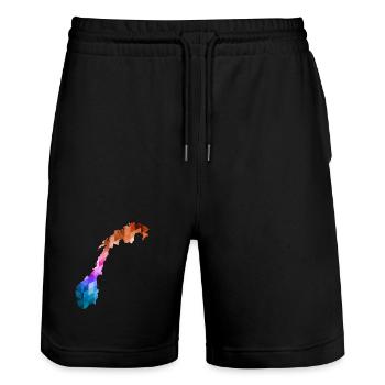 Norway - Norge - Norway - Flag - Scandinavia - Stanley/Stella Trainer Unisex Organic Jogging Shorts - black - Front - Nik (191cm) & Marisol (170cm)