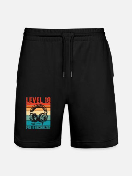 Garçons du 18e anniversaire : niveau 18 débloqué - Short de jogging bio TRAINER Stanley/Stella unisexe - noir