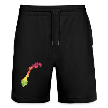 Norway - Norge - Norway - abstract - map - Stanley/Stella Trainer Unisex Organic Jogging Shorts - black - Front - Nik (191cm) & Marisol (170cm)