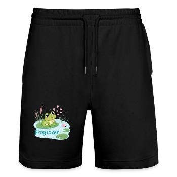 Grenouille Gourmande Amour - Short de jogging bio TRAINER Stanley/Stella unisexe - noir - Devant - Nik (191cm) & Marisol (170cm)