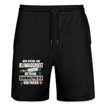 Pyrotechnician Pyro - Stanley/Stella Trainer Unisex Organic Jogging Shorts - black - Front - Nik (191cm) & Marisol (170cm)