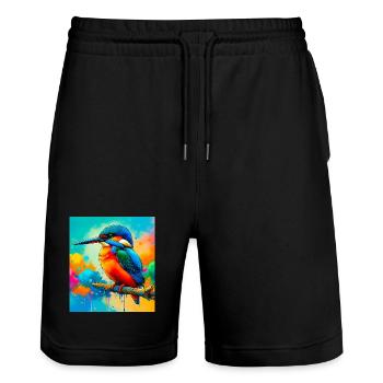 martin-pêcheur - Short de jogging bio TRAINER Stanley/Stella unisexe - noir - Devant - Nik (191cm) & Marisol (170cm)