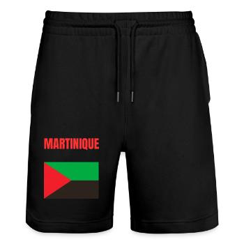 Martinique Antillen Flagge T-Shirt - Stanley/Stella Unisex Bio Joggingshorts Trainer  - Schwarz - Vorne - Nik (191cm) & Marisol (170cm)