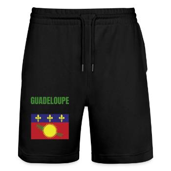 T-Shirt mit Flagge auf den Antillen von Guadeloupe - Stanley/Stella Unisex Bio Joggingshorts Trainer  - Schwarz - Vorne - Nik (191cm) & Marisol (170cm)