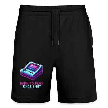Born to Play Gaming Saying Retro Pixel Art - Stanley/Stella Trainer Unisex Organic Jogging Shorts - black - Front - Nik (191cm) & Marisol (170cm)