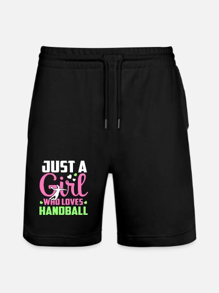 einfach ein Mädchen, das Handball liebt - Stanley/Stella Unisex Bio Joggingshorts Trainer  - Schwarz