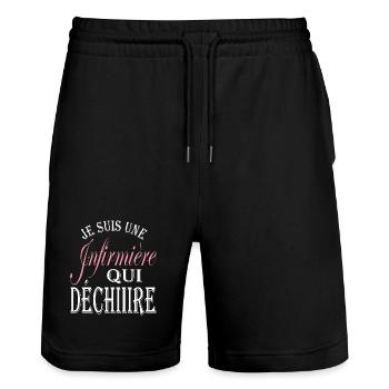 Cadeau original infirmière - Meilleure infirmière - Short de jogging bio TRAINER Stanley/Stella unisexe - noir - Devant - Nik (191cm) & Marisol (170cm)