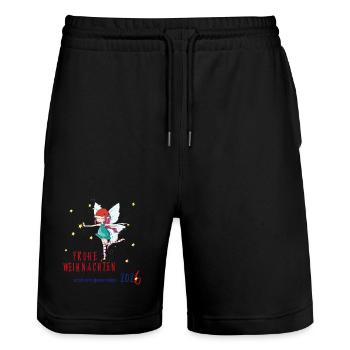 Merry Christmas - Stanley/Stella Trainer Unisex Organic Jogging Shorts - black - Front - Nik (191cm) & Marisol (170cm)
