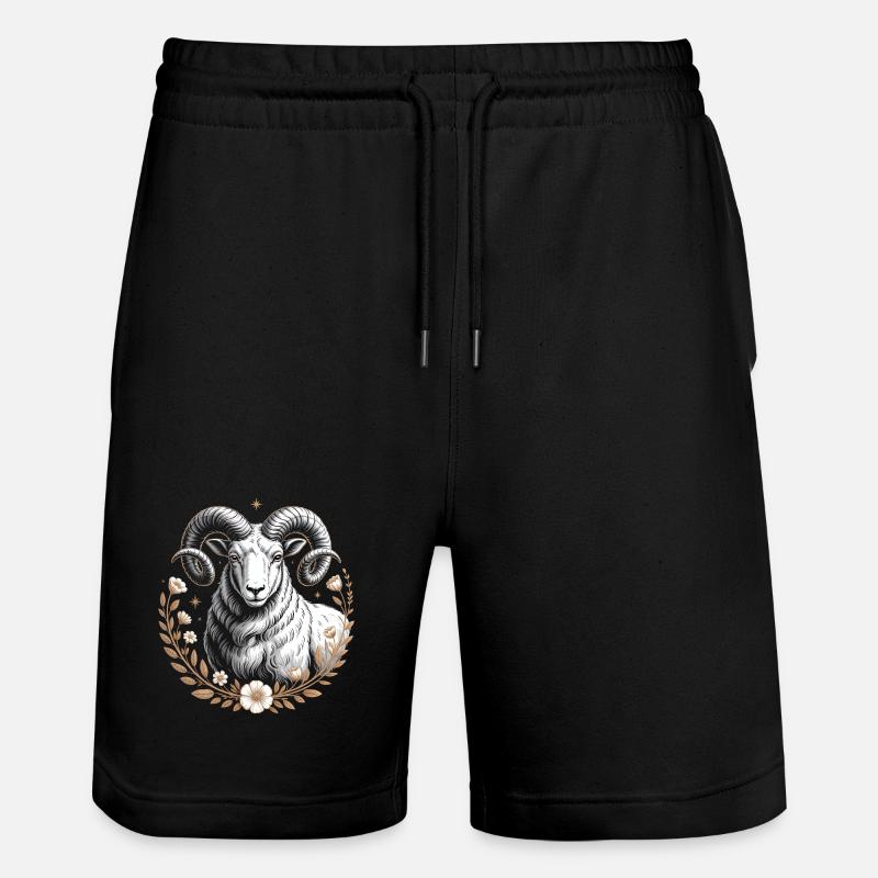 Widder Sternzeichen Mit Blumen Und Sternen - Stanley/Stella Unisex Bio Joggingshorts Trainer  - Schwarz