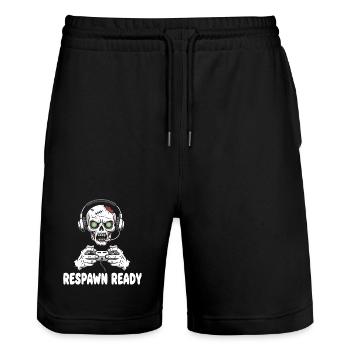 Respawn Ready Zombie Skull Gaming - Short de jogging bio TRAINER Stanley/Stella unisexe - noir - Devant - Nik (191cm) & Marisol (170cm)