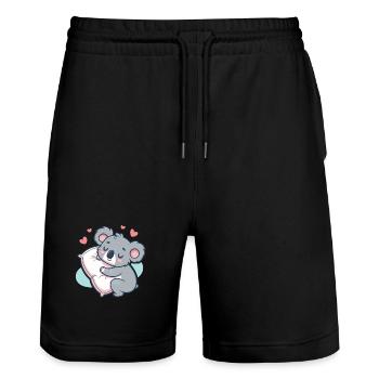 Koala Cuddle and Heart Pillow - Stanley/Stella Trainer Unisex Organic Jogging Shorts - black - Front - Nik (191cm) & Marisol (170cm)