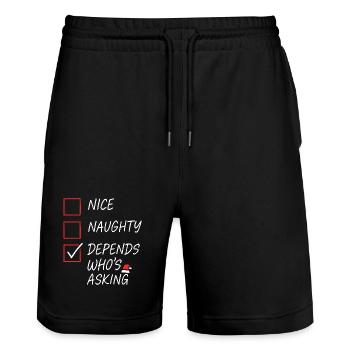 Weihnachten Spruch Humor Lustig Witzig Xmas X-mas - Stanley/Stella Unisex Bio Joggingshorts Trainer  - Schwarz - Vorne - Nik (191cm) & Marisol (170cm)