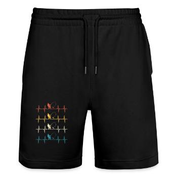 Fischerherzschlag-Angeln - Stanley/Stella Unisex Bio Joggingshorts Trainer  - Schwarz - Vorne - Nik (191cm) & Marisol (170cm)