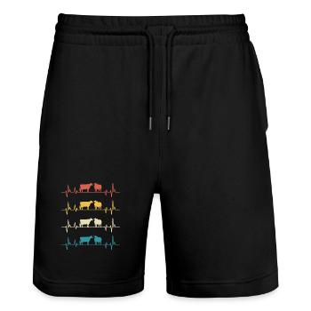 Retro Cows Herzschlag-Kuh-Geschenk - Stanley/Stella Unisex Bio Joggingshorts Trainer  - Schwarz - Vorne - Nik (191cm) & Marisol (170cm)