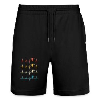 Pétanque heartbeats gift bowler - Stanley/Stella Trainer Unisex Organic Jogging Shorts - black - Front - Nik (191cm) & Marisol (170cm)