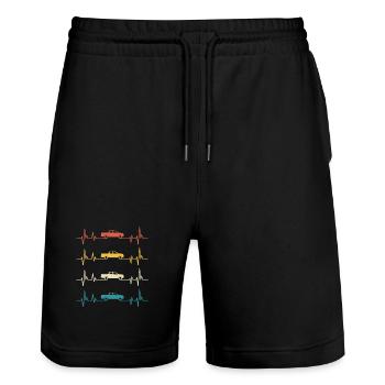  Pick-up retro heartbeat off-road car - Stanley/Stella Trainer Unisex Organic Jogging Shorts - black - Front - Nik (191cm) & Marisol (170cm)