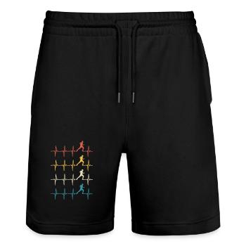 Cadeau rétro de Running Heartbeat pour les amateurs de course - Short de jogging bio TRAINER Stanley/Stella unisexe - noir - Devant - Nik (191cm) & Marisol (170cm)
