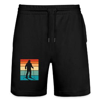 Skifahren Skifahrer ski  - Stanley/Stella Unisex Bio Joggingshorts Trainer  - Schwarz - Vorne - Nik (191cm) & Marisol (170cm)