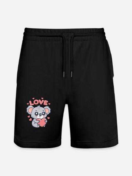 Koala Heart Love Soft Drawing - Stanley/Stella Trainer Unisex Organic Jogging Shorts - black