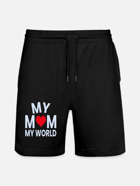 Meine Mama Mein Weltherz - Stanley/Stella Unisex Bio Joggingshorts Trainer - Schwarz