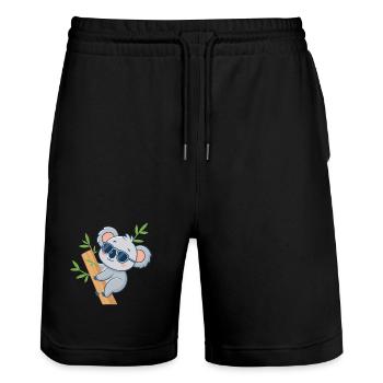 Koala on Casual Bamboo - Stanley/Stella Trainer Unisex Organic Jogging Shorts - black - Front - Nik (191cm) & Marisol (170cm)