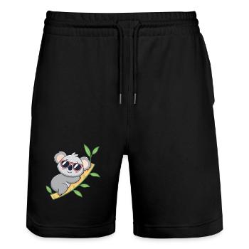 Trendy koala in red glasses - Stanley/Stella Trainer Unisex Organic Jogging Shorts - black - Front - Nik (191cm) & Marisol (170cm)
