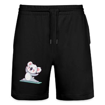 Koala Yoga pastel zen - Stanley/Stella Trainer Unisex Organic Jogging Shorts - black - Front - Nik (191cm) & Marisol (170cm)