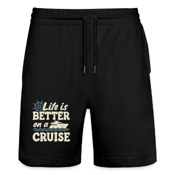 Voyage de vacances d’été en bateau de croisière - Short de jogging bio TRAINER Stanley/Stella unisexe - noir - Devant - Nik (191cm) & Marisol (170cm)