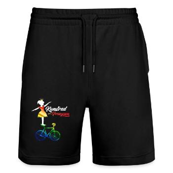 Artistic cycling, artistic cycling, indoor cycling - Stanley/Stella Trainer Unisex Organic Jogging Shorts - black - Front - Nik (191cm) & Marisol (170cm)