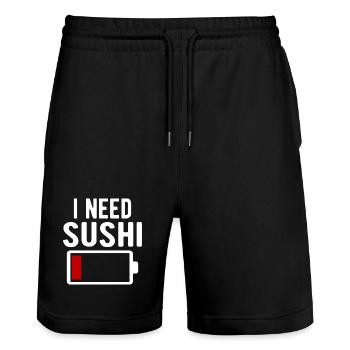 J’ai besoin d’une décharge de batterie spirituelle pour sushi - Short de jogging bio TRAINER Stanley/Stella unisexe - noir - Devant - Nik (191cm) & Marisol (170cm)