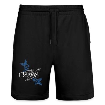 Butterfly font with wings - Stanley/Stella Trainer Unisex Organic Jogging Shorts - black - Front - Nik (191cm) & Marisol (170cm)