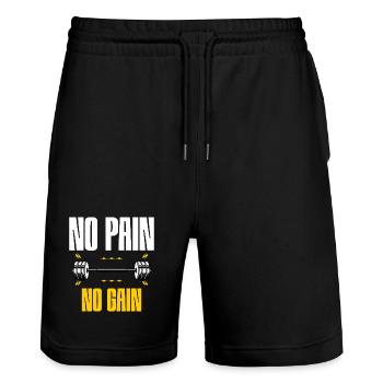 No Pain No Gain – Gym Motivation - Stanley/Stella Trainer Unisex Organic Jogging Shorts - black - Front - Nik (191cm) & Marisol (170cm)