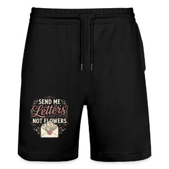 Army Ehefrau Send Me Letters Not Flowers - Stanley/Stella Unisex Bio Joggingshorts Trainer  - Schwarz - Vorne - Nik (191cm) & Marisol (170cm)