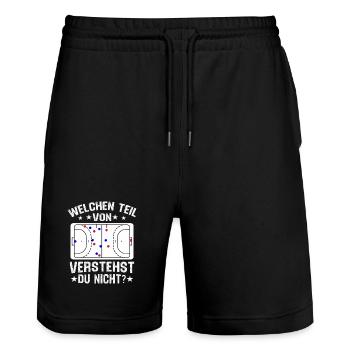 welchen teil von verstehst du nicht Handball  - Stanley/Stella Unisex Bio Joggingshorts Trainer  - Schwarz - Vorne - Nik (191cm) & Marisol (170cm)