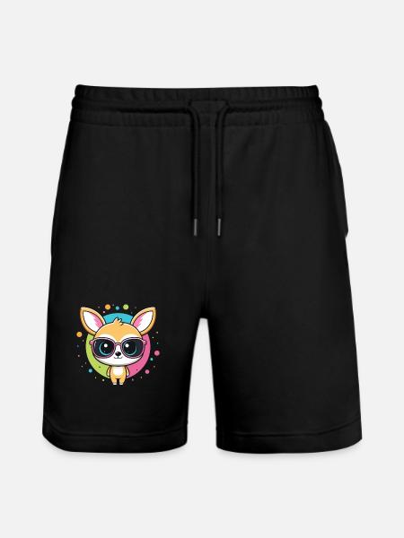Chihuahua-Kawaii-Pop-Gläser - Stanley/Stella Unisex Bio Joggingshorts Trainer - Schwarz