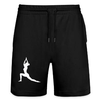 Posture de yoga Silhouette Équilibre de la force - Short de jogging bio TRAINER Stanley/Stella unisexe - noir - Devant - Nik (191cm) & Marisol (170cm)