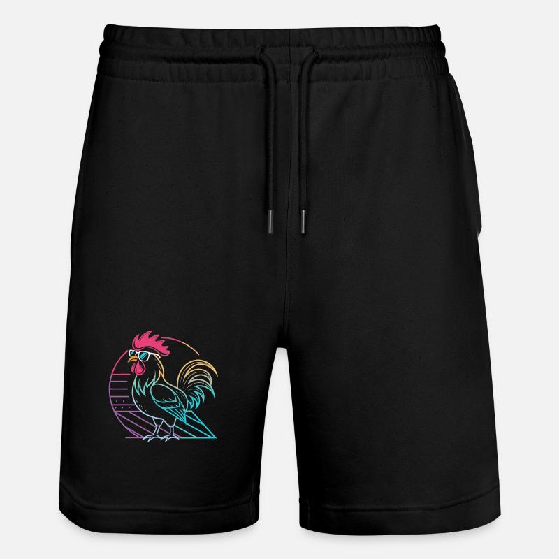 Coq neon rétro avec lunettes - Short de jogging bio TRAINER Stanley/Stella unisexe - noir