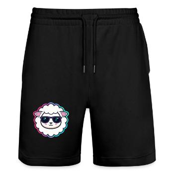 Schaf-Hipster-Brille - Stanley/Stella Unisex Bio Joggingshorts Trainer  - Schwarz - Vorne - Nik (191cm) & Marisol (170cm)