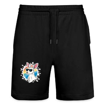 Cool Kangaroo – Retro-Stil & Sonnenbrille - Stanley/Stella Unisex Bio Joggingshorts Trainer  - Schwarz - Vorne - Nik (191cm) & Marisol (170cm)