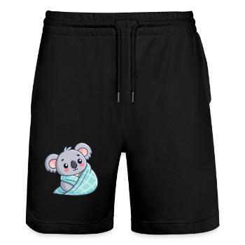 Koala Cozy in Duvet - Stanley/Stella Trainer Unisex Organic Jogging Shorts - black - Front - Nik (191cm) & Marisol (170cm)